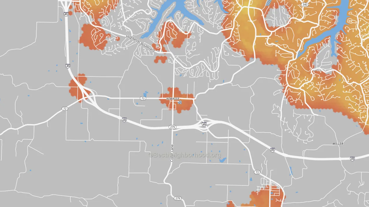 Bike Grade map of 72739, AR