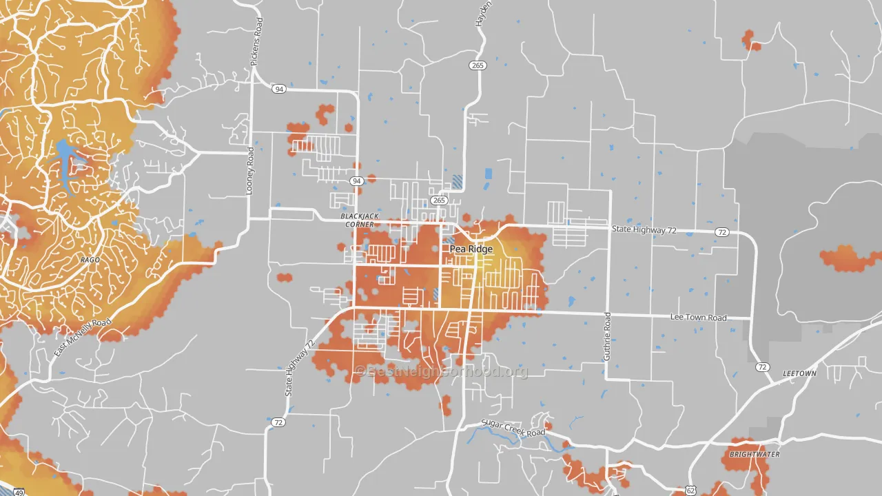 Bike Grade map of 72751, AR