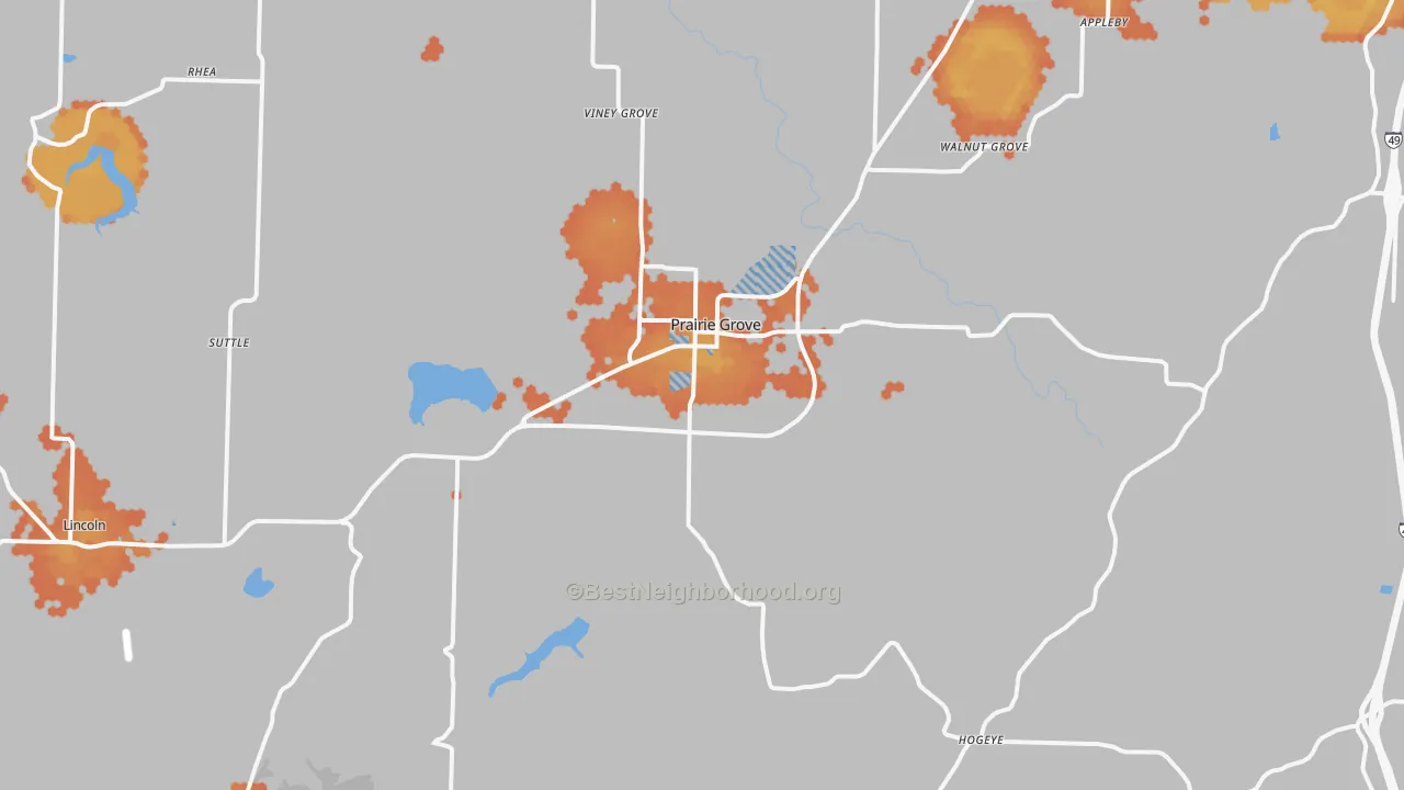 Bike Grade map of 72753, AR