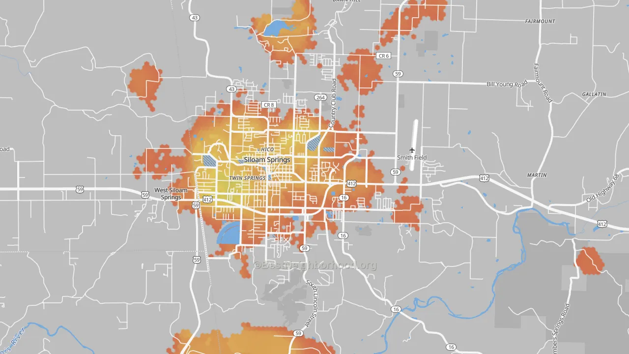 Bike Grade map of 72761, AR