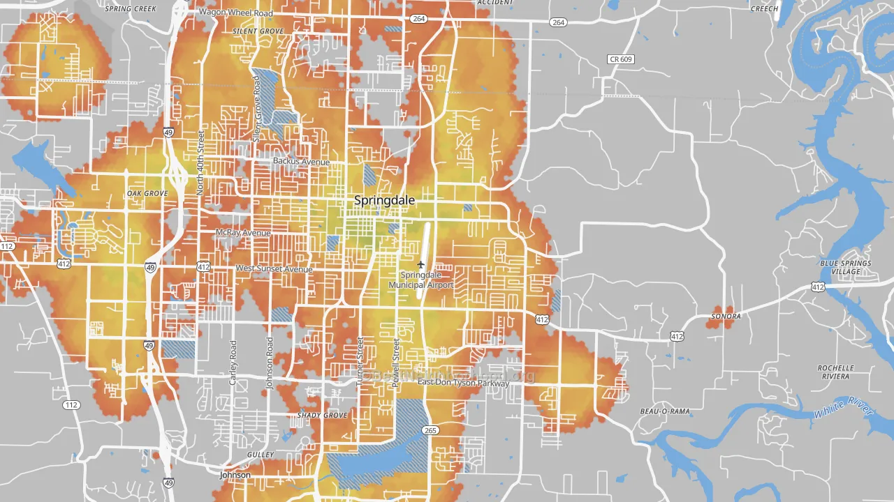Bike Grade map of 72764, AR