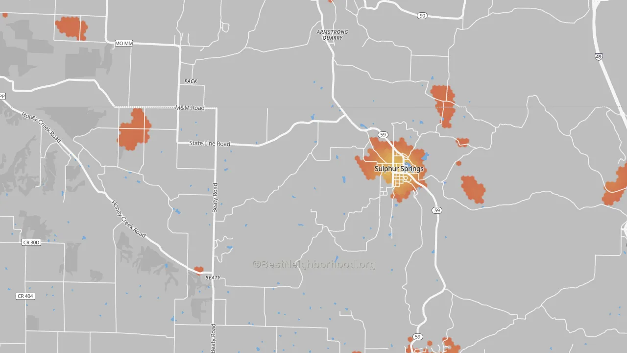 Bike Grade map of 72768, AR