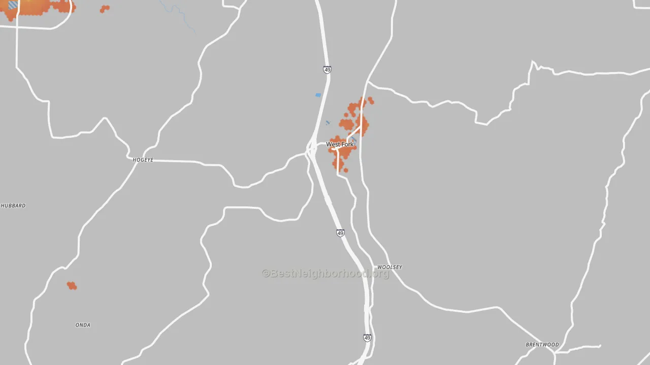 Bike Grade map of 72774, AR