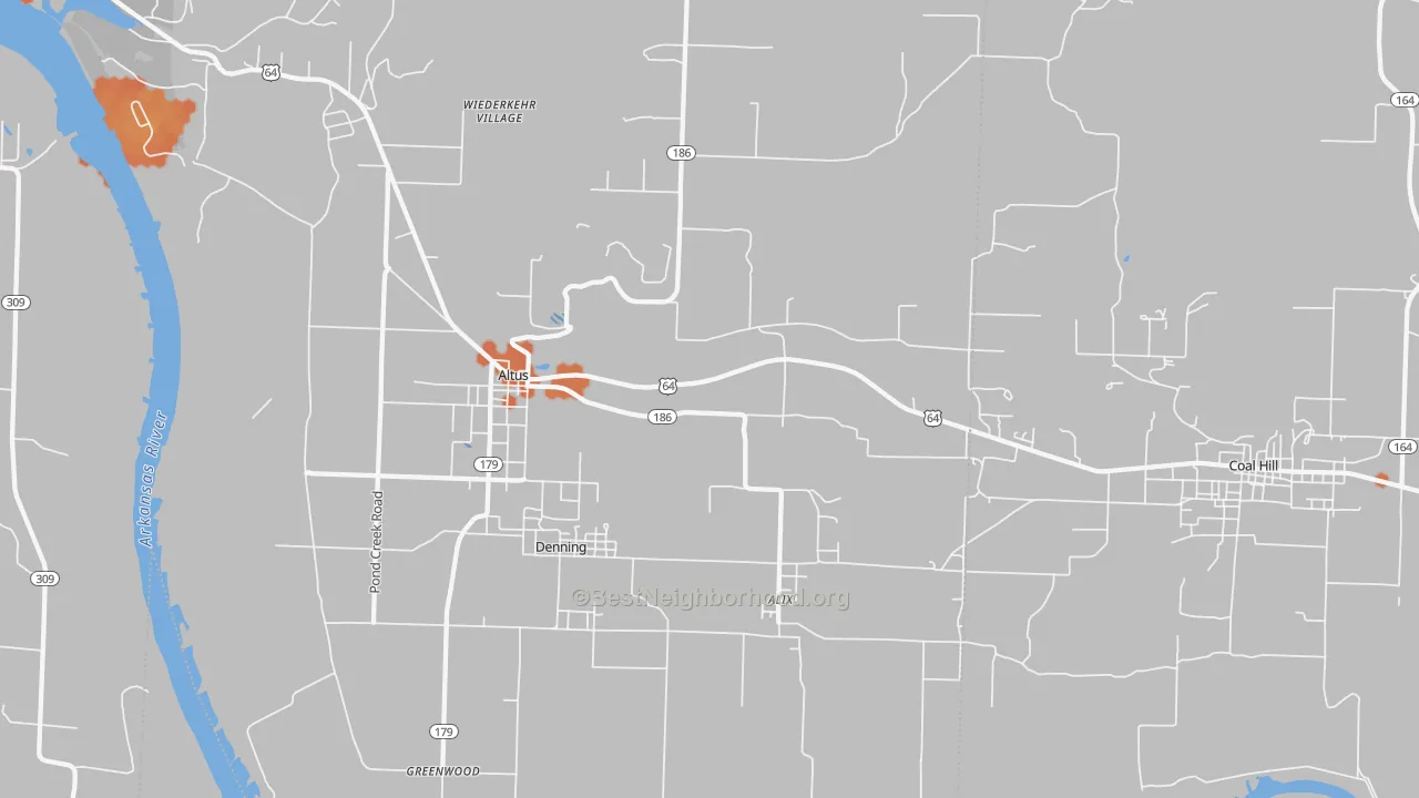 Bike Grade map of 72821, AR