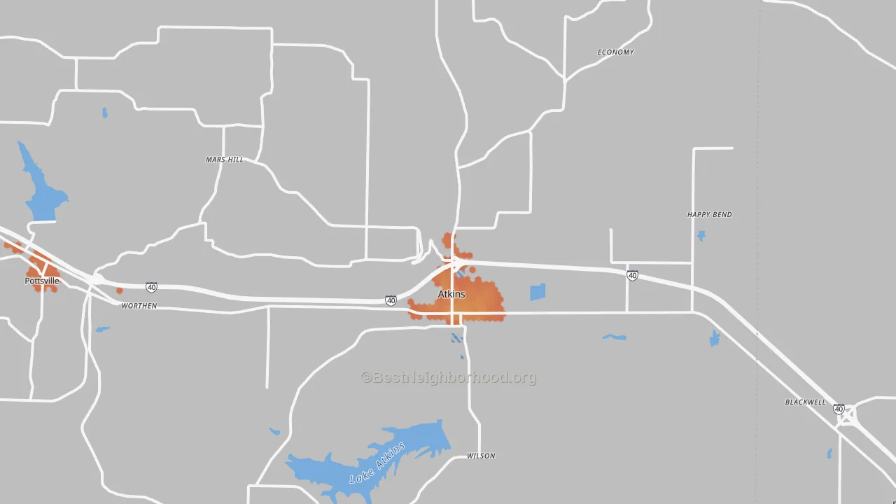 Bike Grade map of 72823, AR