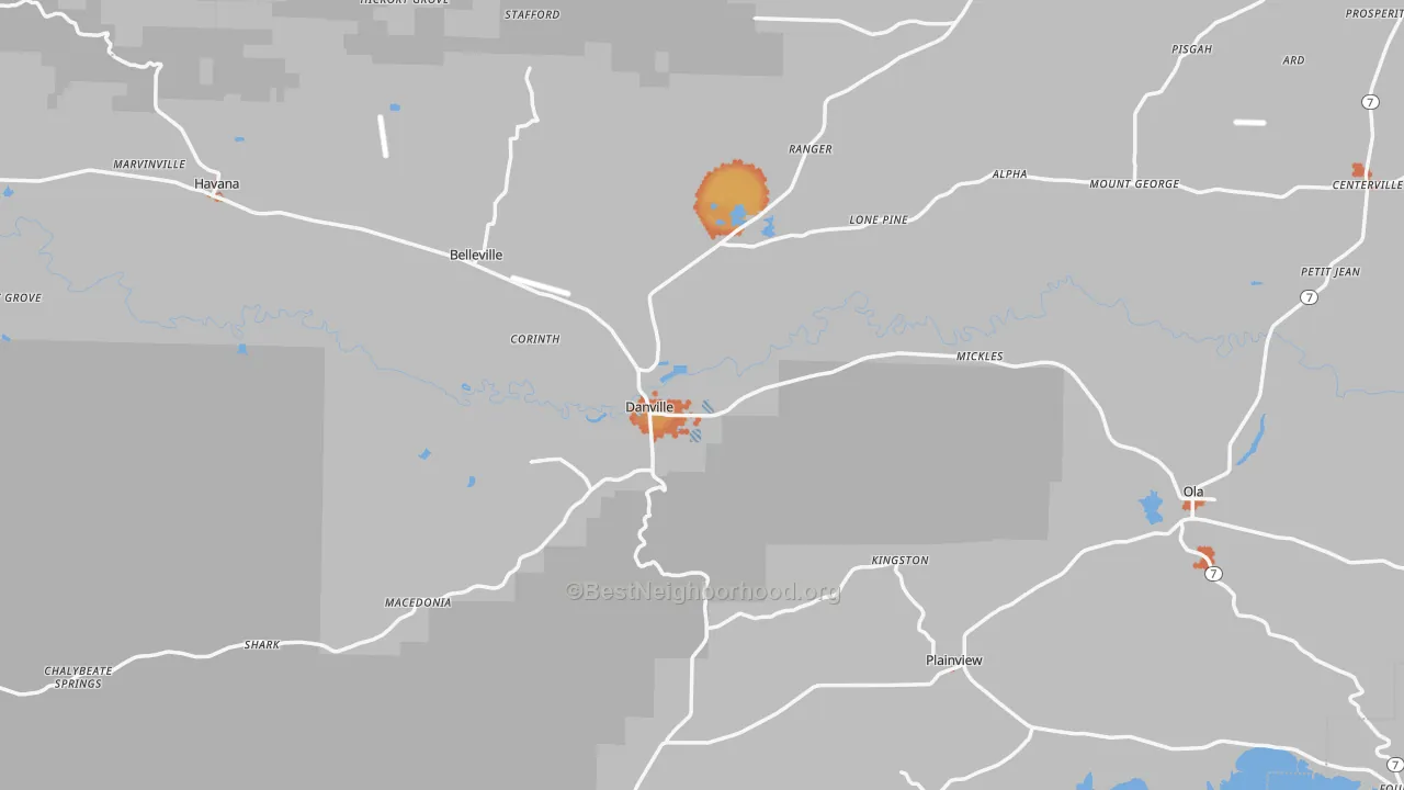Bike Grade map of 72833, AR