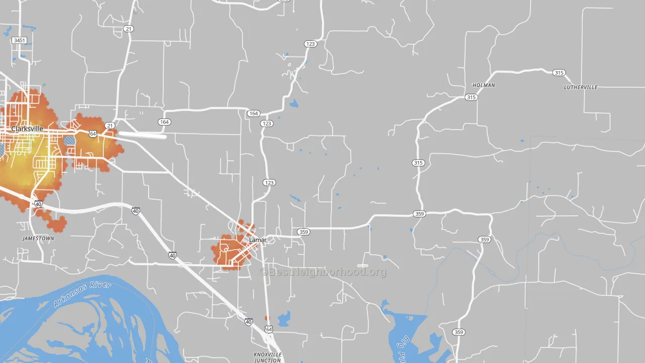Bike Grade map of 72846, AR