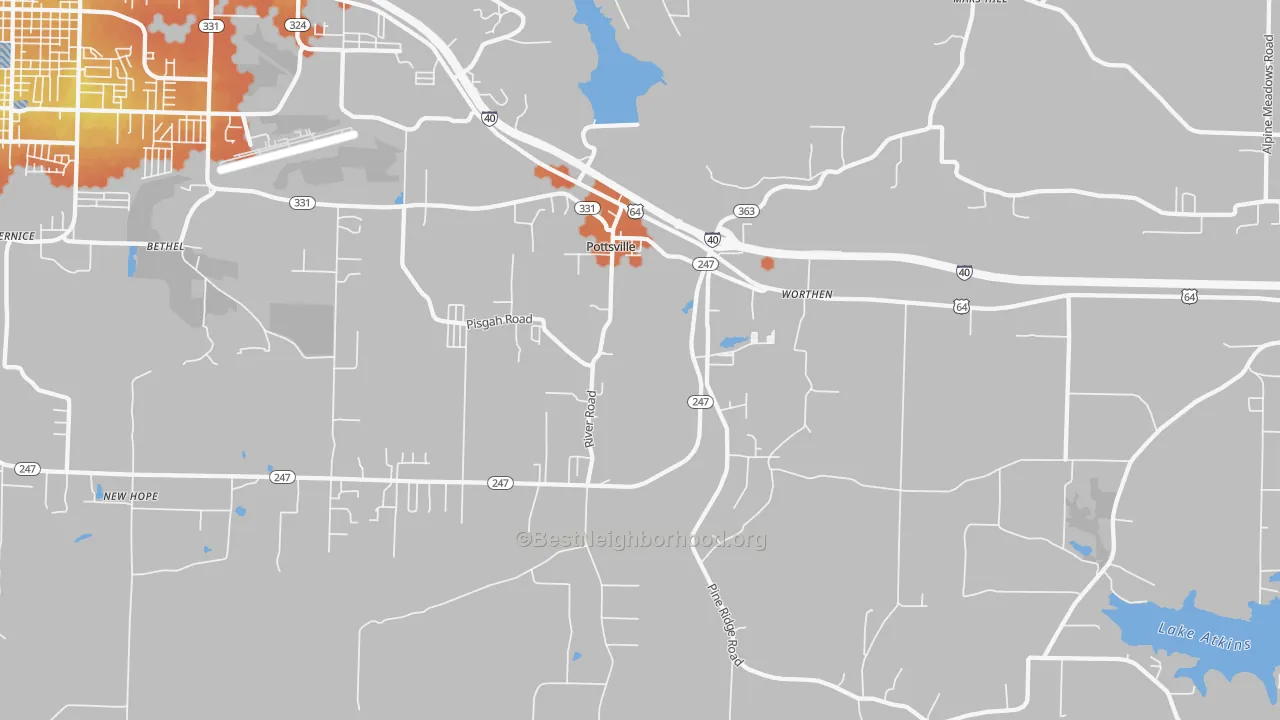 Bike Grade map of 72858, AR