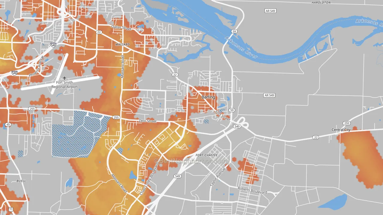 Bike Grade map of 72923, AR