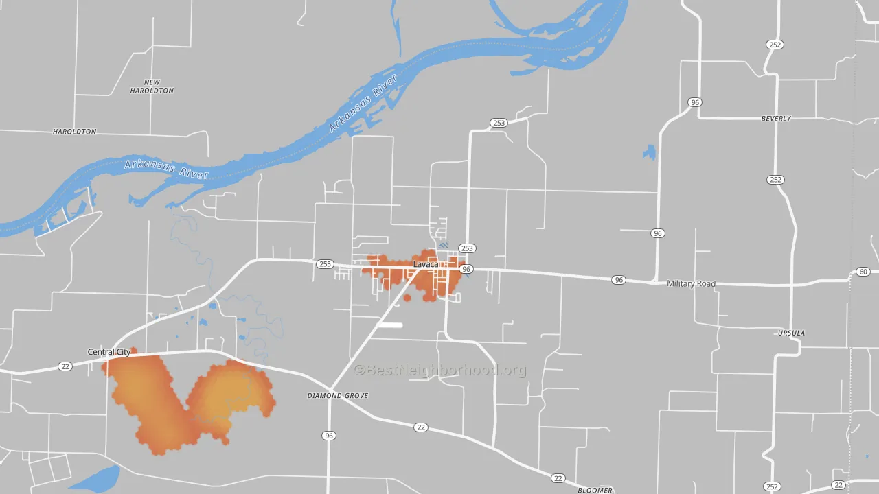 Bike Grade map of 72941, AR
