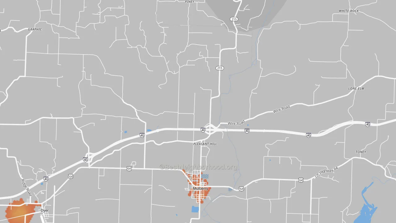 Bike Grade map of 72947, AR