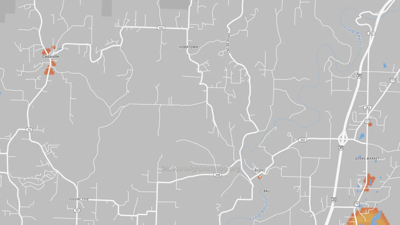Bike Grade map of 72952, AR