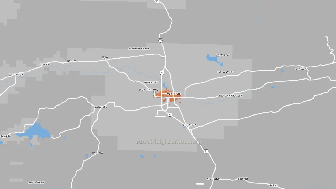 Bike Grade map of 72958, AR