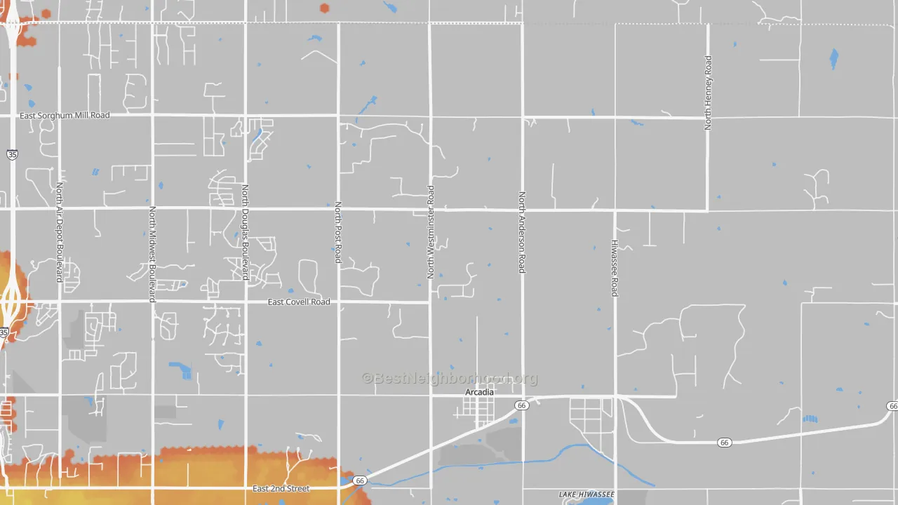 Bike Grade map of 73007, OK