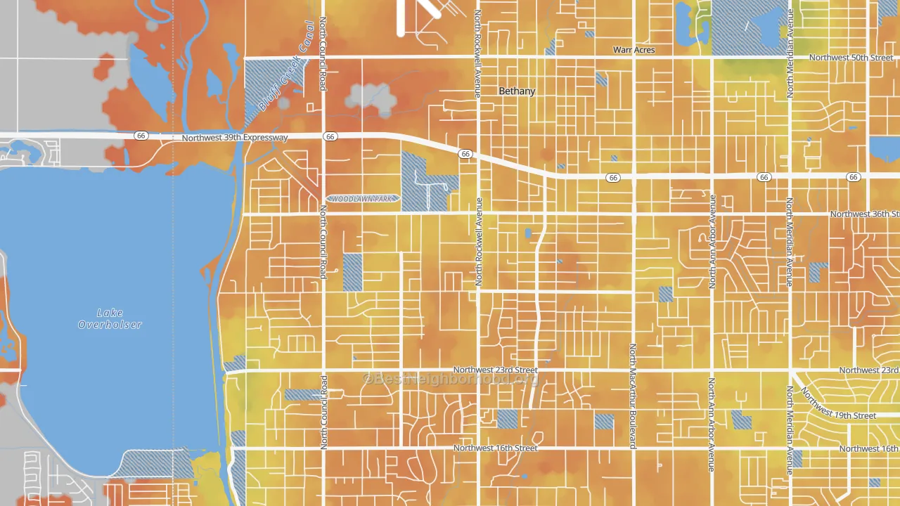 Bike Grade map of 73008, OK