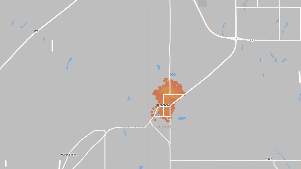 Bike Grade map of 73010, OK