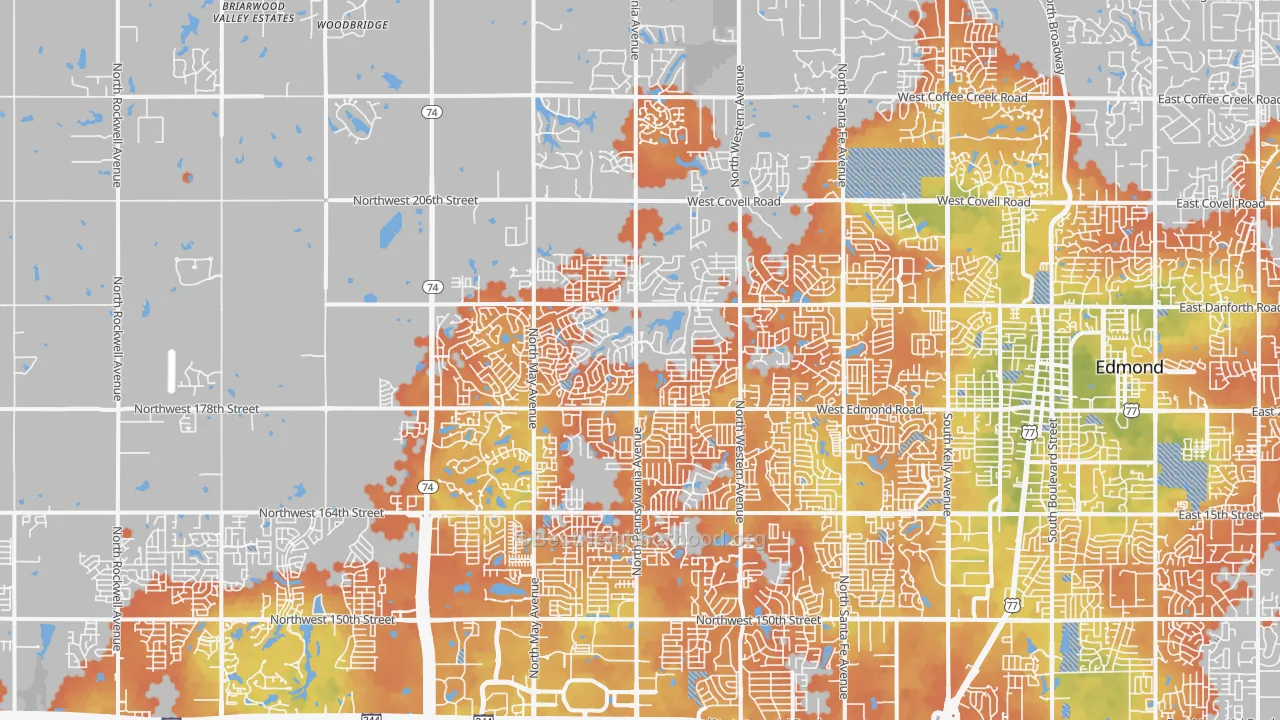Bike Grade map of 73012, OK