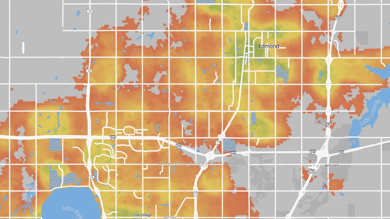 Bike Grade map of 73013, OK