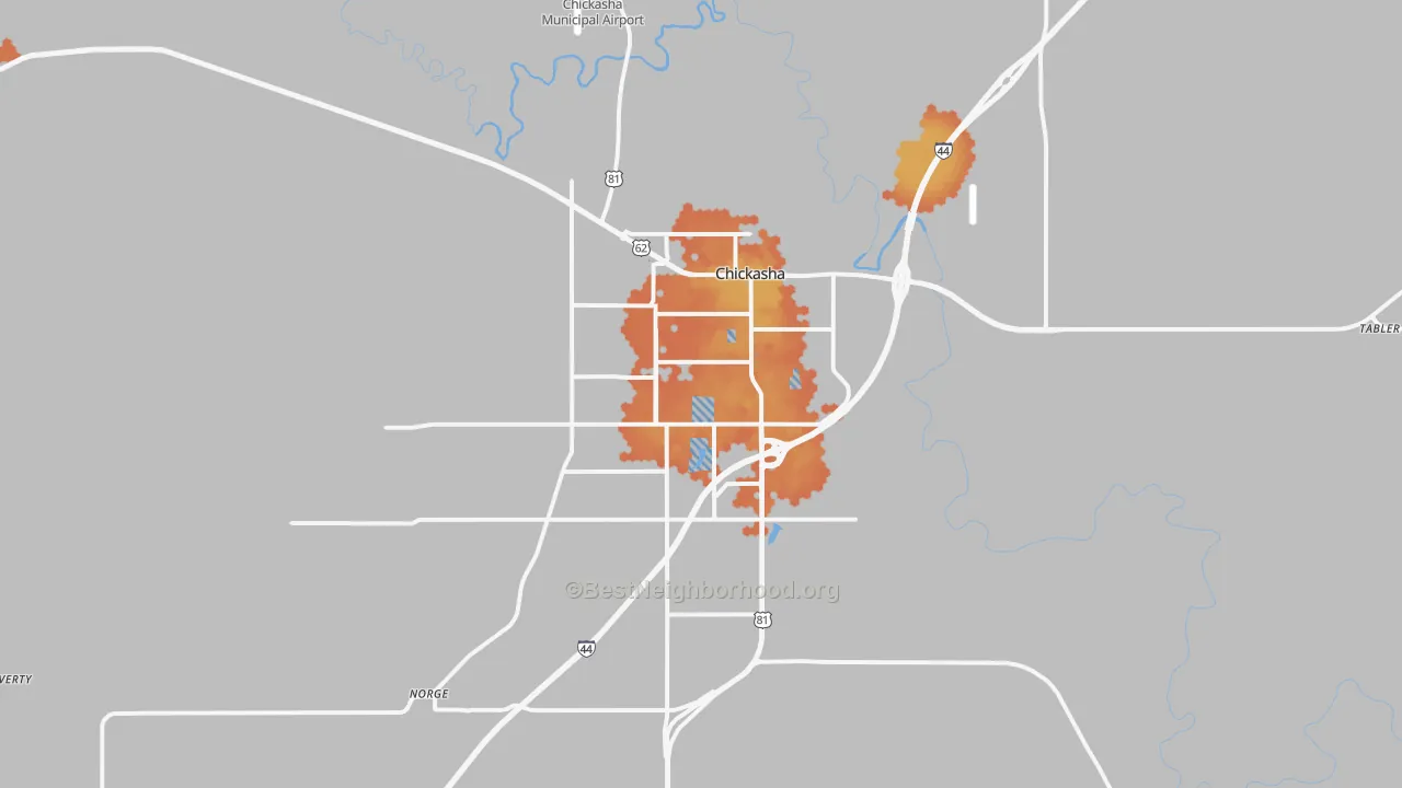 Bike Grade map of 73018, OK