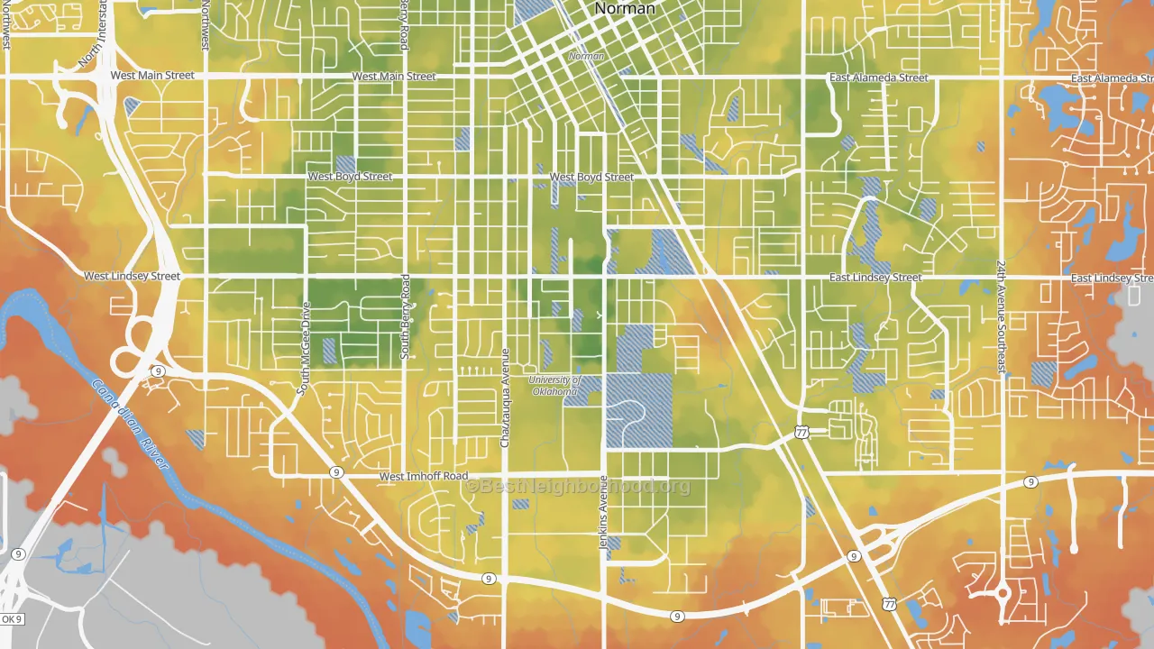 Bike Grade map of 73019, OK