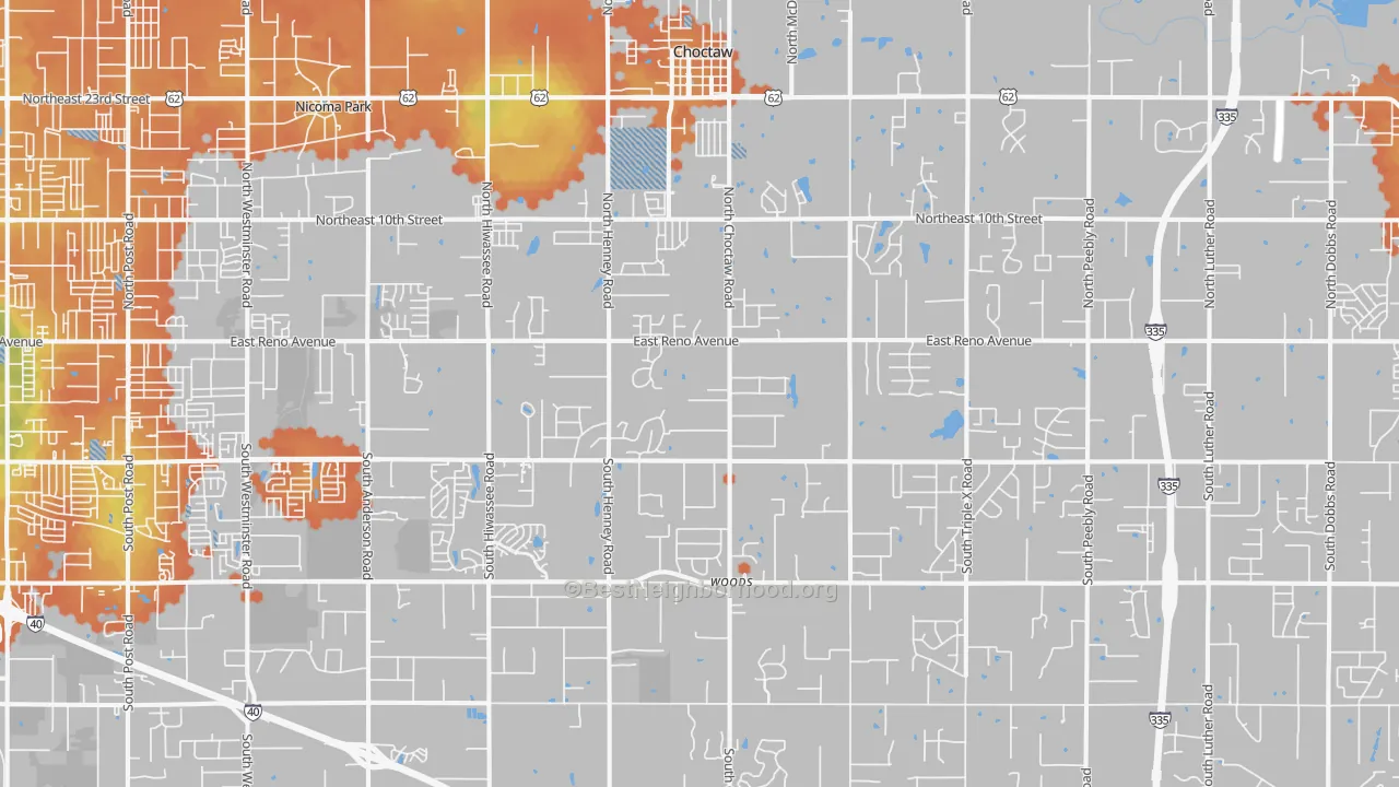 Bike Grade map of 73020, OK