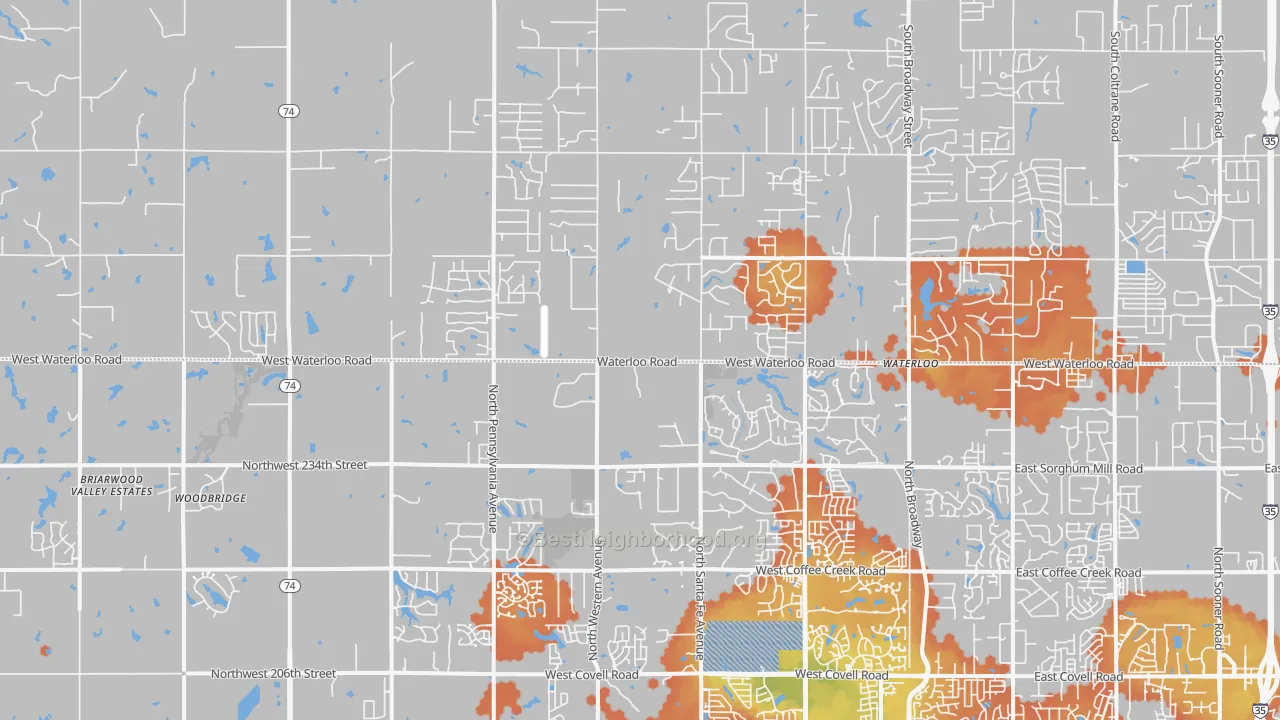 Bike Grade map of 73025, OK