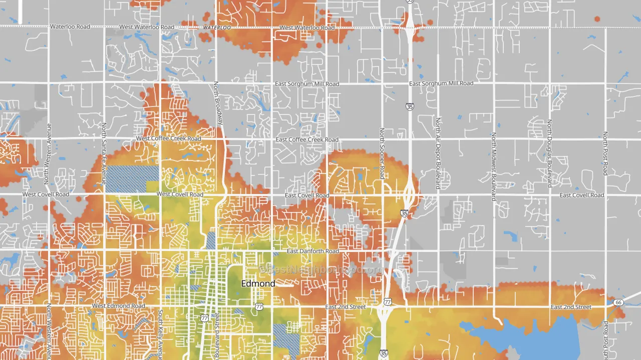 Bike Grade map of 73034, OK
