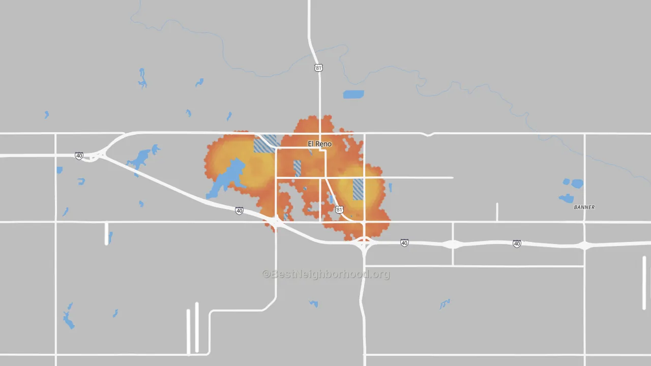 Bike Grade map of 73036, OK