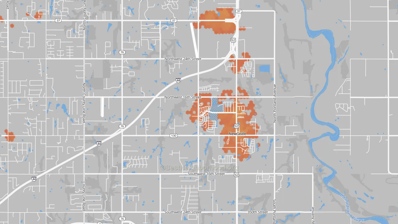 Bike Grade map of 73065, OK
