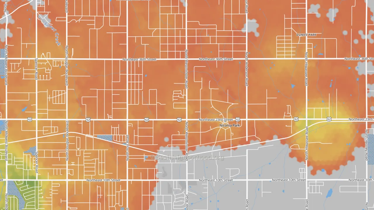 Bike Grade map of 73066, OK
