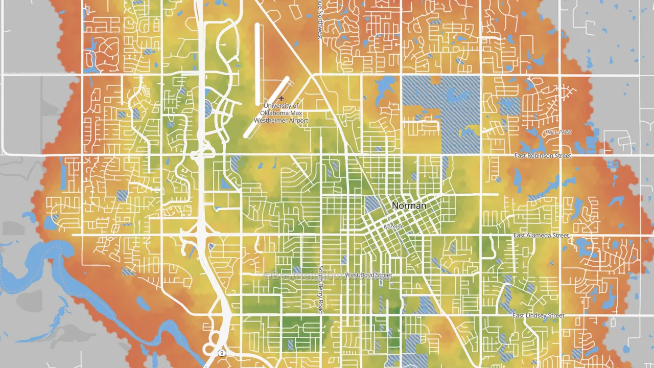 Bike Grade map of 73069, OK