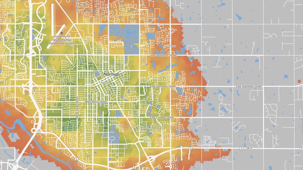 Bike Grade map of 73071, OK