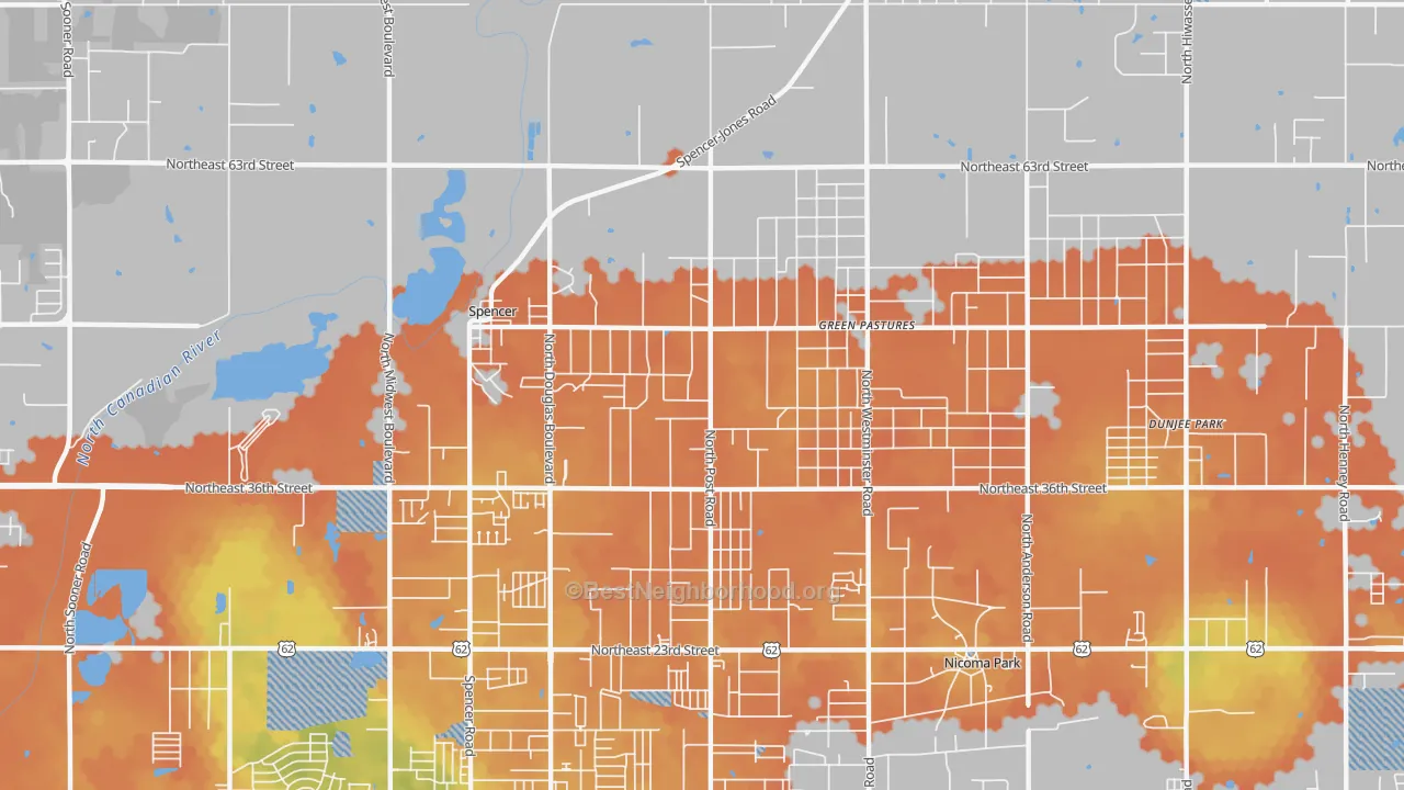 Bike Grade map of 73084, OK