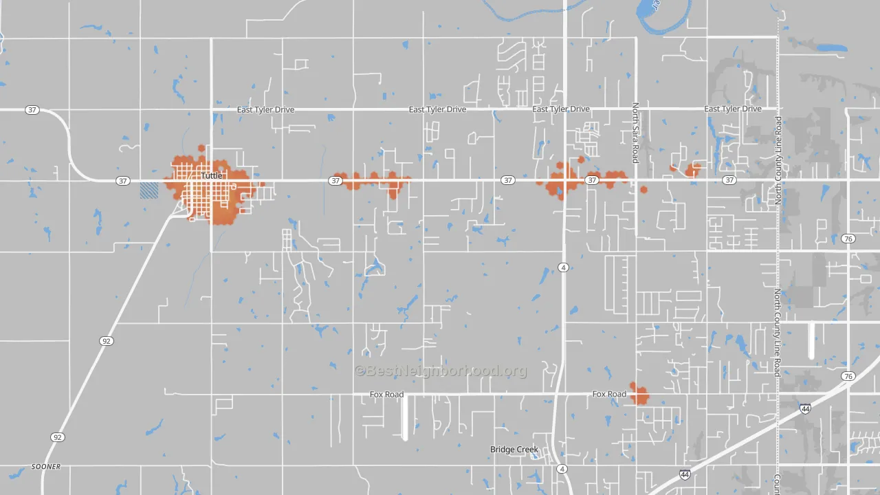 Bike Grade map of 73089, OK
