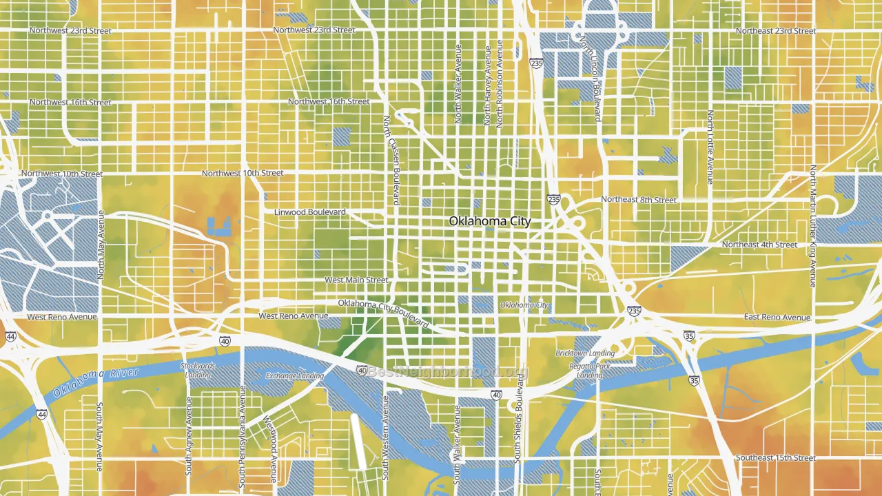 Bike Grade map of 73102, OK