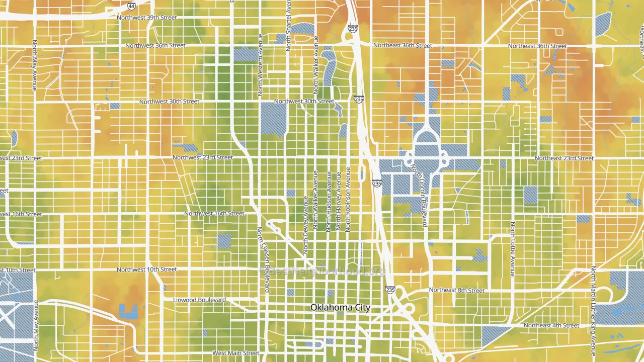 Bike Grade map of 73103, OK