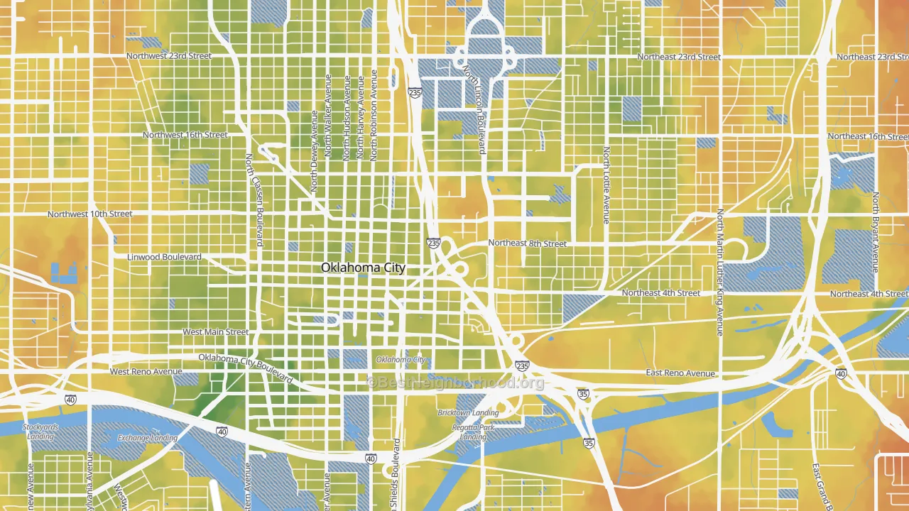 Bike Grade map of 73104, OK