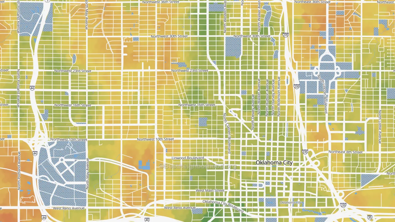 Bike Grade map of 73106, OK