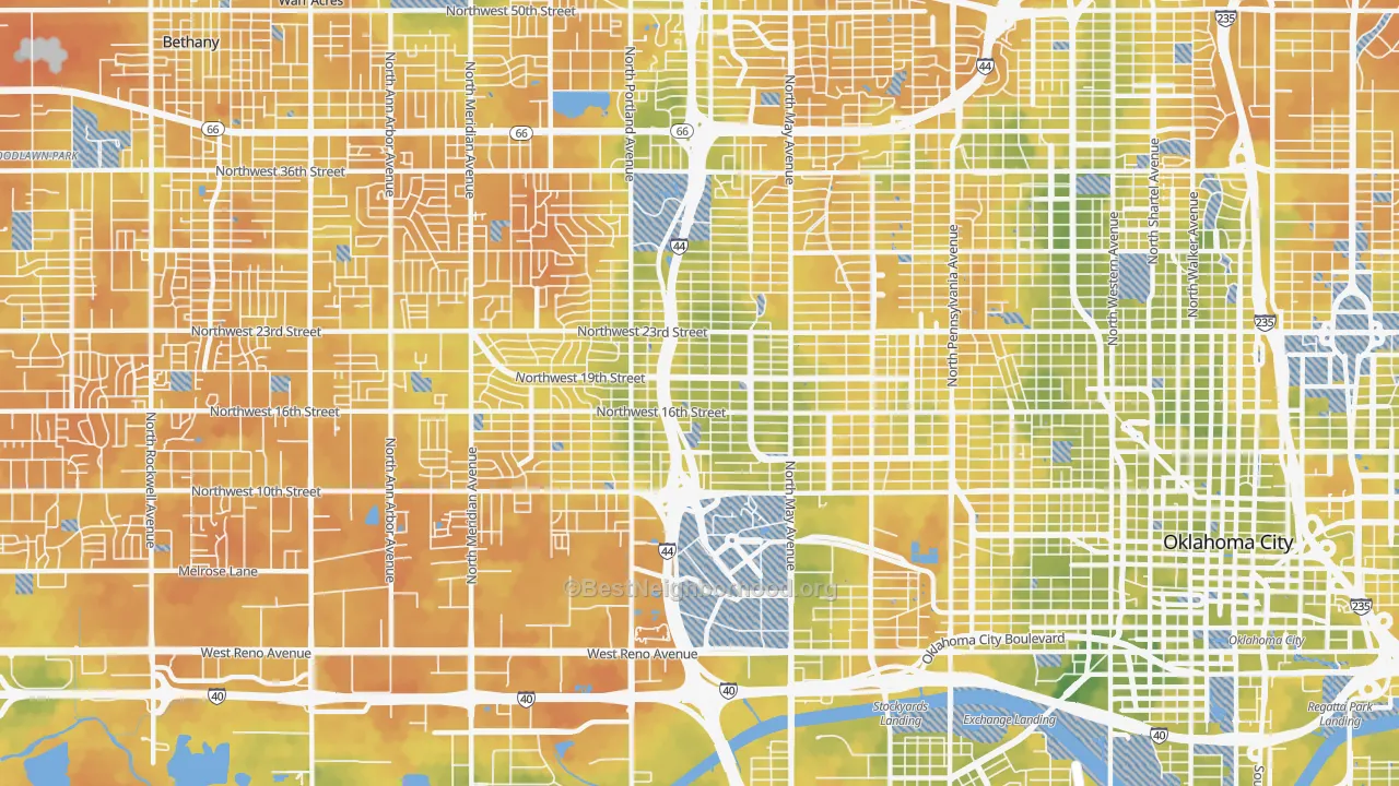 Bike Grade map of 73107, OK