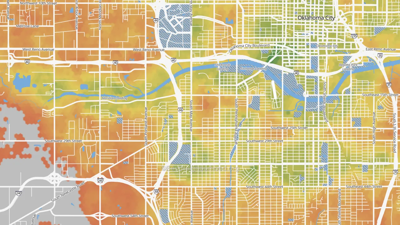Bike Grade map of 73108, OK