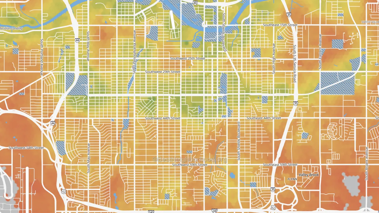 Bike Grade map of 73109, OK
