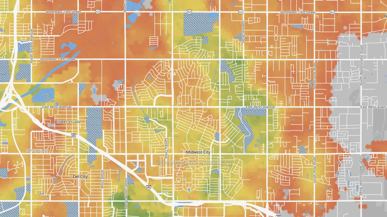 Bike Grade map of 73110, OK