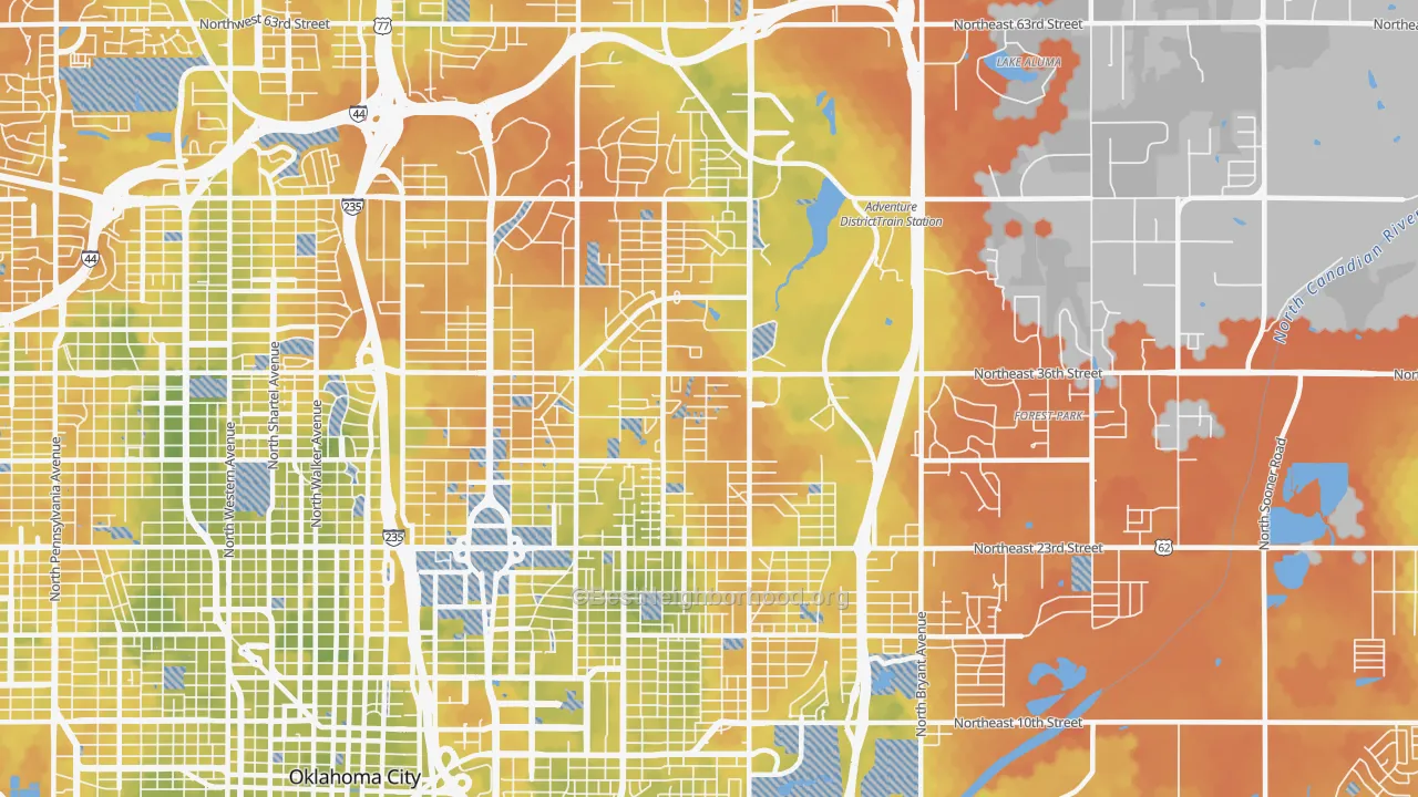 Bike Grade map of 73111, OK