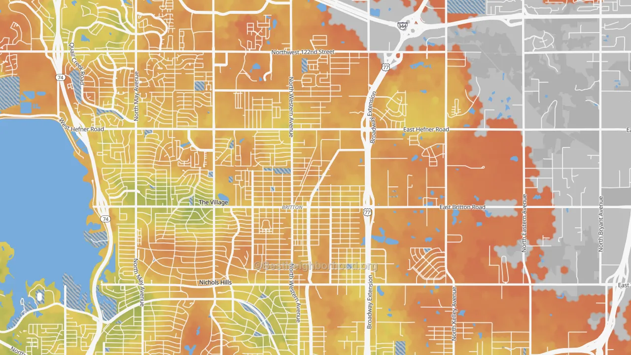 Bike Grade map of 73114, OK