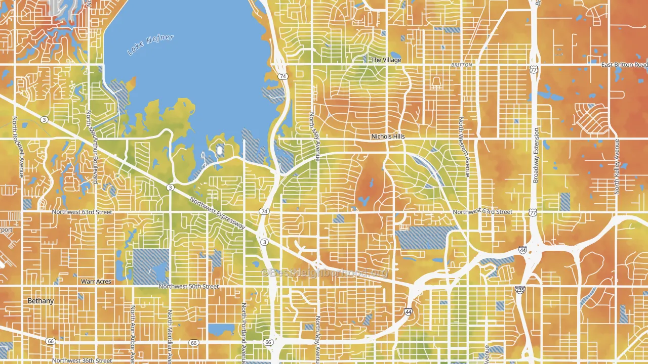 Bike Grade map of 73116, OK