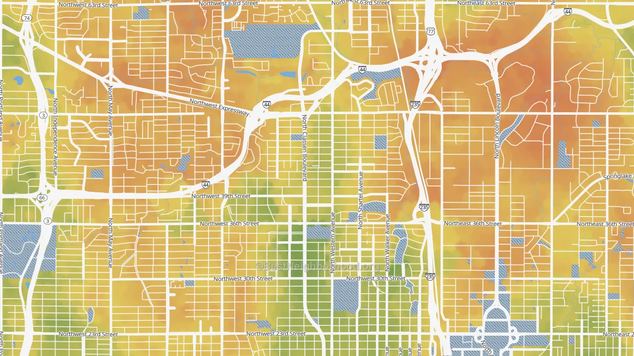 Bike Grade map of 73118, OK