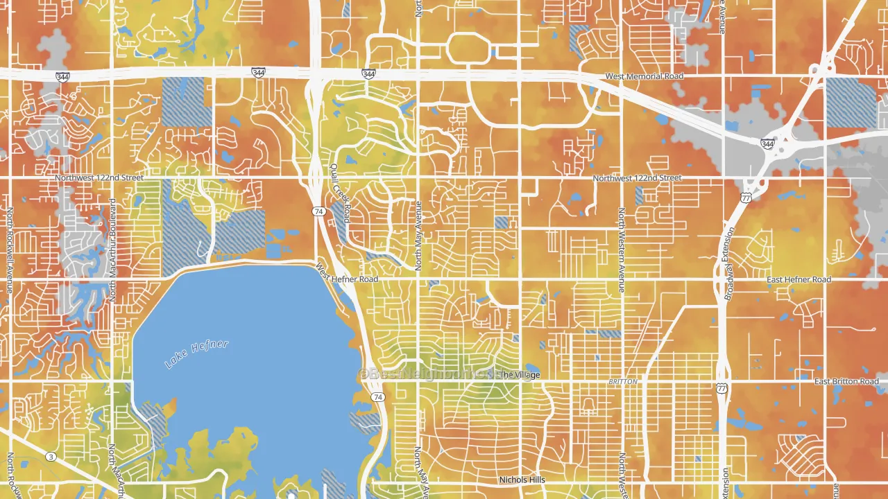Bike Grade map of 73120, OK