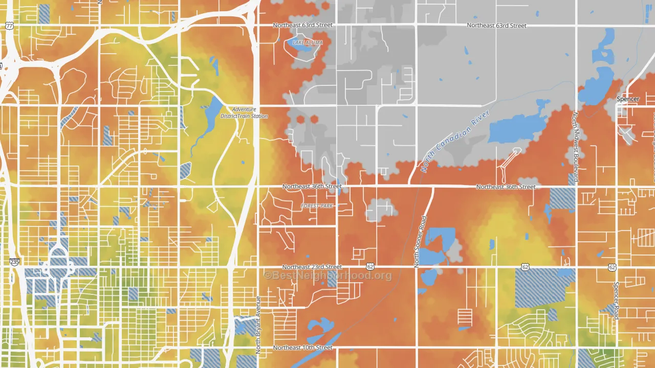 Bike Grade map of 73121, OK
