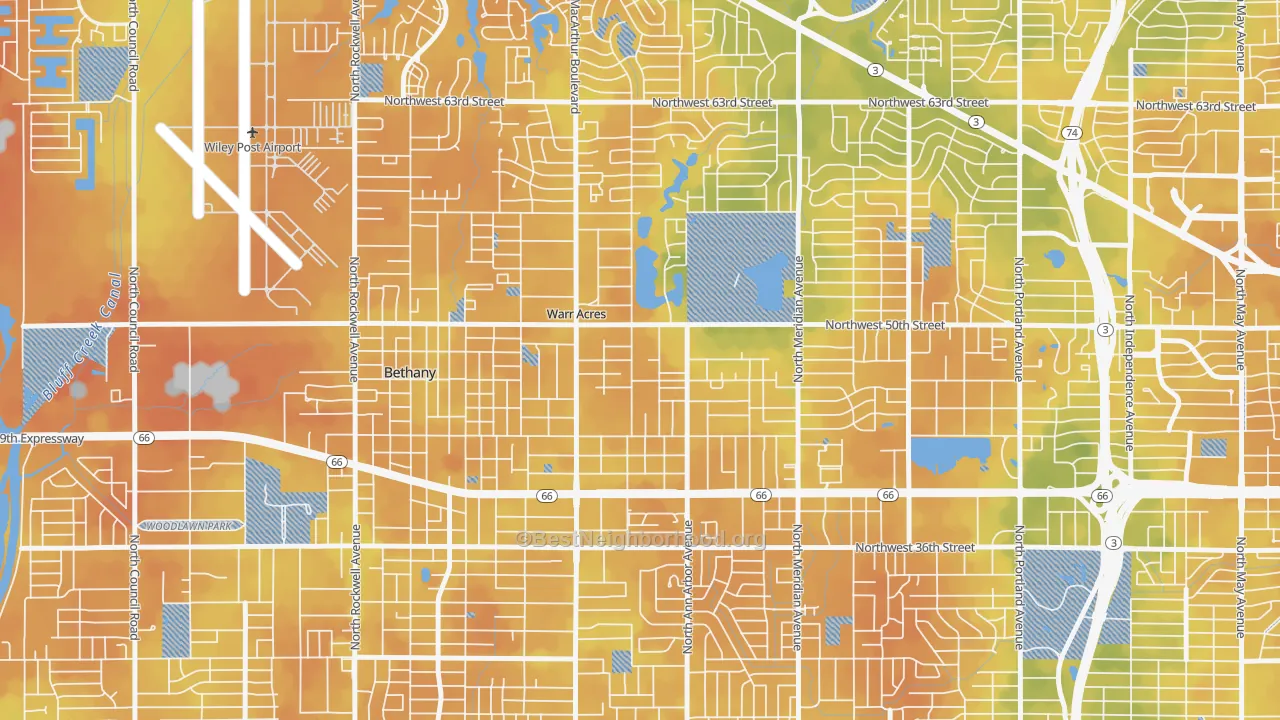 Bike Grade map of 73122, OK