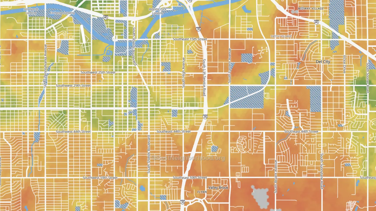 Bike Grade map of 73129, OK